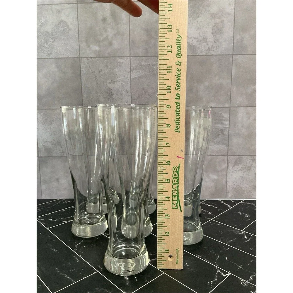Pilsner 9.25” X 3.25” Mouth Glasses, Set of 7 Great Shape